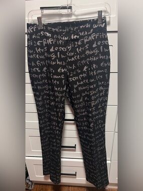 Black Script-Print High-Waist Leggings - (Luly K)